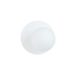 Oslo kinkiet 1-punktowy w kolorze białym z opalowym kloszem, okrągła podstawa. Kinkiet przedstawiony z góry, w pozycji zamontowanej, na jednolitym tle. Prosta forma, idealny do nowoczesnych wnętrz.