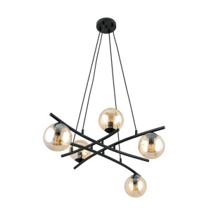 Essa lampa wisząca 5-punktowa czarna/miodowa 1204/5