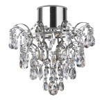 Lampa sufitowa Belle IP44 w chromowanej oprawie, z dekoracyjnymi kryształowymi zwisami. Ujęcie frontalne, lampa ma okrągły, metalowy korpus oraz wiele szklanych elementów w kształcie kropli. Idealna do nowoczesnych wnętrz.