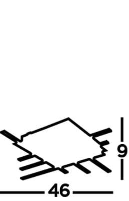 Matrix LED lampa sufitowa 6-punktowa w kolorze czarnym, o wymiarach 46 cm x 9 cm, z sześcioma punktami świetlnymi, zamontowana na płaskiej podstawie. Prosty, nowoczesny design idealny do różnych wnętrz.