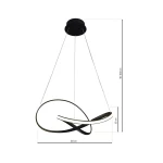 Cappio LED lampa wisząca 1-punktowa w kolorze czarnym, z asymetrycznym kształtem. Wymiary: 60 cm długości, 15 cm szerokości. Zawieszona na regulowanych linkach, z wysokością 40-100 cm. Minimalistyczny design, idealna do nowoczesnych wnętrz.