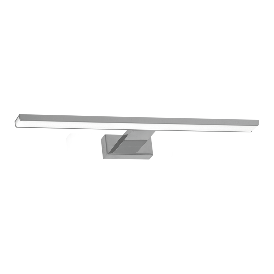 Pinto LED kinkiet 1-punktowy, chromowany. Prosty, prostokątny design z wbudowanym źródłem światła. Kinkiet zamontowany na płaskim, kwadratowym uchwycie. Całość w kolorze błyszczącego chromu, idealna do nowoczesnych wnętrz.