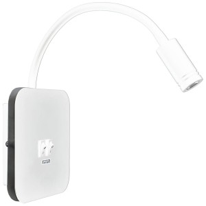 Base LED kinkiet 2-punktowy + USB biały ML6351
