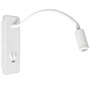 Base LED kinkiet 2-punktowy + USB biały ML6349