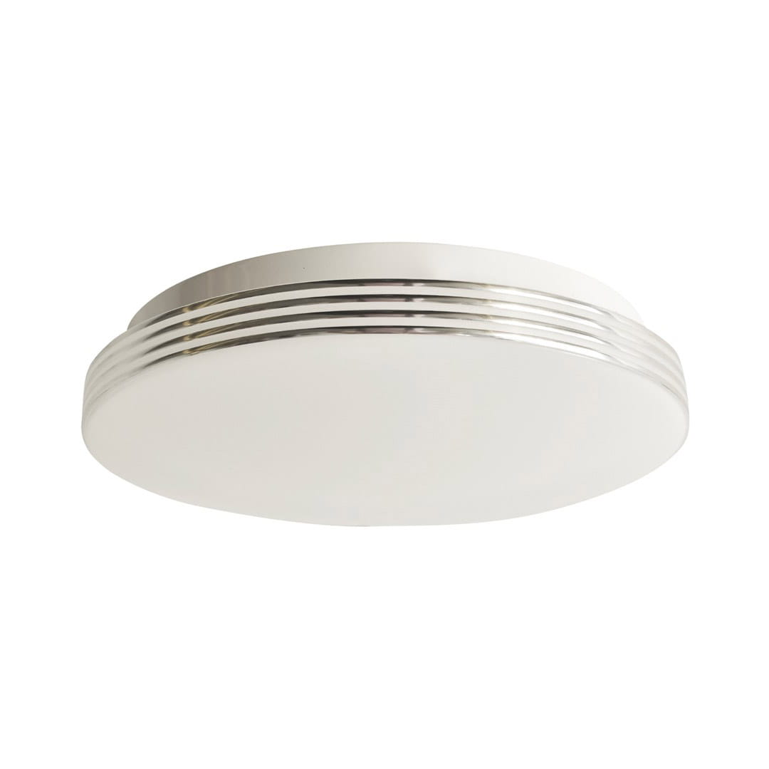 Plafon LED Bravo D25 o średnicy 25 cm, wykonany w kolorze białym z chromowanymi detalami. Oświetlenie o mocy 10W i temperaturze barwowej 4000K, przeznaczone do montażu sufitowego.
