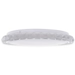 Plafon Layla z pilotem, okrągły, średnica 40 cm, chromowana obudowa z kryształowym wykończeniem. Zainstalowane oświetlenie LED o mocy 33W, zamontowany na suficie, w prostym, eleganckim stylu.