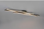 Srebrna lampa sufitowa Blaze LED 3-punktowa z falistymi, podświetlonymi elementami. Ułożona poziomo, z czarnym mocowaniem na suficie. Lampa emituje ciepłe światło, idealna do nowoczesnych wnętrz.