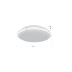 Plafon LED Terma D28 w kolorze białym o średnicy 28 cm i wysokości 4 cm. Produkt o mocy 18W, temperaturze barwowej 4000K, przeznaczony do użytku w pomieszczeniach o podwyższonej wilgotności (IP44).