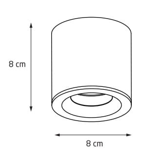 Czarna lampa sufitowa Form IP65, 1-punktowa. Cylindryczny kształt o średnicy 8 cm i wysokości 8 cm, z widocznym źródłem światła wewnątrz. Produkt przeznaczony do użytku wewnętrznego i zewnętrznego.