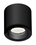 Czarna lampa sufitowa 1-punktowa Form IP65, o cylindrycznym kształcie, montowana na suficie. Widoczna oprawa z białym kloszem, emitującym światło. Lampa ma matową powierzchnię i minimalistyczny design, idealna do nowoczesnych wnętrz.