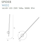 Czarny kinkiet Spider LED 1-punktowy o smukłej formie, z centralną podstawką, umożliwiający obrót o 350°. Wymiary: wysokość 79 cm, szerokość 15 cm, głębokość 8 cm. Źródło światła LED, moc 8,4 W, ciepła barwa 3000K.