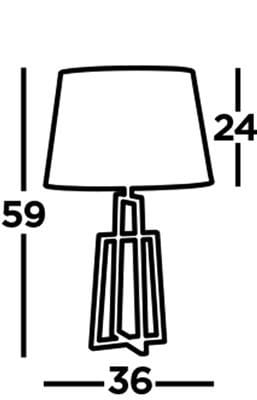 Lampa stołowa York 1-punktowa w chromowanym wykończeniu; prosty, geometryczny kształt z kloszem o średnicy 36 cm i wysokości 59 cm, podstawa o wymiarach 24x36 cm. Idealna do nowoczesnych aranżacji wnętrz.