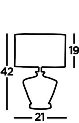 Lampa stołowa Network 1-punktowa w kolorze chromu i czerni. Kształt podstawy przypominający wazę, wysokość 42 cm, średnica podstawy 21 cm, klosz prostokątny o wymiarach 19 cm wysokości i 42 cm szerokości.