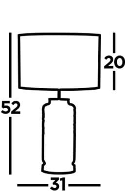 Lampa stołowa Ellie 1-punktowa o przydymionym kloszu. Wysokość 52 cm, średnica klosza 31 cm, wysokość klosza 20 cm. Podstawa o teksturowanej fakturze.