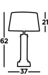 Lampa stołowa Pedestal 1-punktowa w kolorze czarnym i kremowym. Wymiary: wysokość 62 cm, średnica podstawy 37 cm, wysokość klosza 21 cm. Prosta forma z eleganckim kloszem, idealna do nowoczesnych wnętrz.