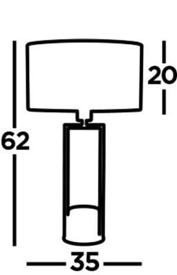 Lampa stołowa Claire 1-punktowa w kolorze złotym, z prostym abażurem. Wysokość 62 cm, średnica podstawy 35 cm, wysokość abażuru 20 cm. Prosta konstrukcja, idealna do nowoczesnych wnętrz.