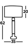 Lampa stołowa Kylie 1-punktowa w chromowanej obudowie. Okrągła podstawa, prosty trzon oraz prostokątny klosz. Wymiary: wysokość 62 cm, szerokość 35 cm, klosz 20 cm. Idealna do nowoczesnych wnętrz.