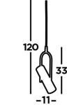 Lampa wisząca Telescope 1-punktowa w kolorze czarnym. Zawieszona na cienkim przewodzie, o wymiarach 120 cm długości, 11 cm szerokości i 33 cm wysokości. Prosty, minimalistyczny kształt bez dodatkowych zdobień.