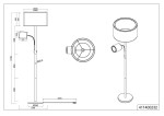 Czarna lampa podłogowa Burton 2-punktowa, z prostą, metalową podstawą i dwoma źródłami światła. Główny klosz okrągły, mniejszy klosz w formie reflektora. Wymiary: wysokość 174 cm, szerokość 54 cm, średnica podstawy 28 cm.