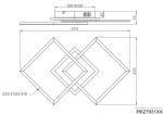 Czarna lampa sufitowa LED Venida, 3-punktowa, w kształcie nachodzących na siebie rombów. Wymiary: 575 mm szerokości, 355 mm wysokości, 75 mm głębokości. Montaż sufitowy, minimalistyczny design, odpowiednia do nowoczesnych wnętrz.