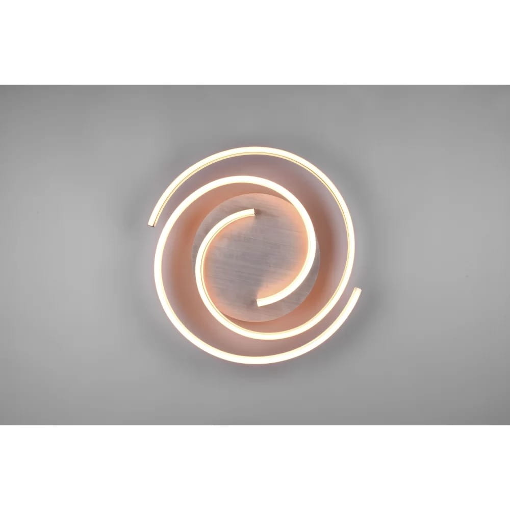 Caya LED lampa sufitowa 2-punktowa w kolorze czarnym z aluminiowym wykończeniem. Okrągła konstrukcja z dwoma spiralnymi elementami świetlnymi, zamontowana na gładkiej, jasnej powierzchni. Idealna do nowoczesnych wnętrz.