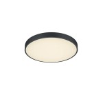 Plafon Waco LED D49,5 w kolorze czarnym, okrągły, z matowym, białym kloszem. Montowany sufitowo, minimalistyczny design, idealny do nowoczesnych wnętrz. Wykończenie matowe, rozmiar 49,5 cm średnicy.
