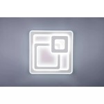 Biała lampa sufitowa LED Mita z 3 punktami świetlnymi, w kształcie kwadratów o zaokrąglonych rogach, montowana na suficie. Prosty design, z widocznym podświetleniem, idealna do nowoczesnych wnętrz.