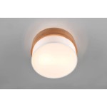 Lampa sufitowa Seasons 2-punktowa z naturalnym drewnem i białym kloszem, okrągła, montowana na suficie. Widoczny jasny klosz oraz drewniana obręcz. Idealna do nowoczesnych wnętrz.