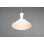 Lampa wisząca Enzo D35 w kolorze białym, z metalowym kloszem w kształcie stożka, zawieszona na cienkim sznurku. Wnętrze klosza ma delikatny odcień kremowy, a w centralnej części widoczna jest żarówka. Tło szare, minimalistyczne.