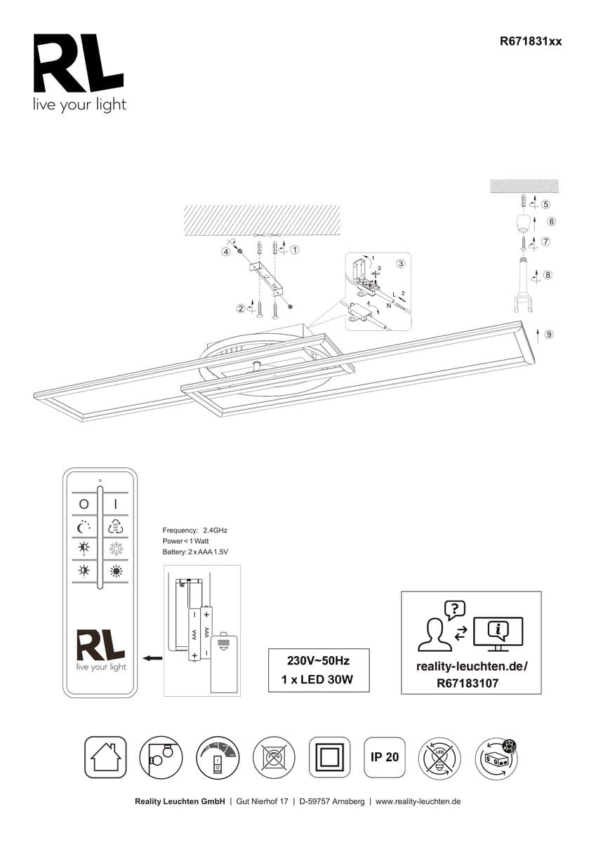 Lampa sufitowa Twister LED w kolorze niklu, z pilotem. Posiada prostokątny kształt z metalową obudową. Ujęcie pokazuje ją z boku, montowaną na suficie. Widoczne detale to przyciski na pilocie oraz elementy montażowe. Idealna do nowoczesnych wnętrz.