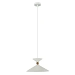 Lampa wisząca Quelto 1-punktowa w kolorze białym, o nowoczesnym kształcie stożka z dekoracyjnym złotym elementem, zawieszona na cienkim przewodzie. Produkt widoczny w frontalnym ujęciu na jednolitym tle.