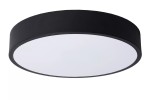 Czarny plafon LED Unar D30, okrągły, montowany sufitowo. Gładka, matowa obudowa z białym kloszem, emitującym równomierne światło. Produkt widoczny z góry, w pozycji zamontowanej. Idealny do nowoczesnych wnętrz.