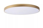 Plafon Unar D80 LED w kolorze matowego złota i mosiądzu, okrągły, z białą, gładką powierzchnią. Ujęcie frontalne, produkt zamontowany, idealny do oświetlenia wnętrz. Wymiary i detale wykończenia nie są widoczne.
