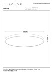 Plafon LED Unar D80 w kolorze czarnym, o okrągłym kształcie, średnica 80 cm, wysokość 5 cm. Prosty, minimalistyczny design bez dekoracji, idealny do nowoczesnych wnętrz. Wymiary widoczne na rysunku technicznym.