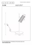 Lampa stołowa Clubs, 1-punktowa, biała, z cylindrycznym kloszem o średnicy 6 cm i wysokości 15,2 cm. Metalowa podstawa o średnicy 15 cm, kabel z włącznikiem. Ujęcie z boku, ukazujące całość produktu w wymiarach 42 cm wysokości.