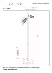 Lampa podłogowa Clubs 2-punktowa w kolorze białym, z dwoma regulowanymi kloszami, prostą metalową nogą i okrągłą podstawą o średnicy 22 cm. Wysokość 140 cm, widoczny przewód z wtyczką.