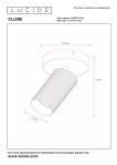 Biała lampa sufitowa (spot) Clubs o wysokości 14,9 cm i średnicy 10 cm, z cylindrycznym kloszem z rowkowanej faktury. Montowana na okrągłej podstawie. Wymiary klosza: średnica 5,6 cm. Idealna do oświetlenia wnętrz.