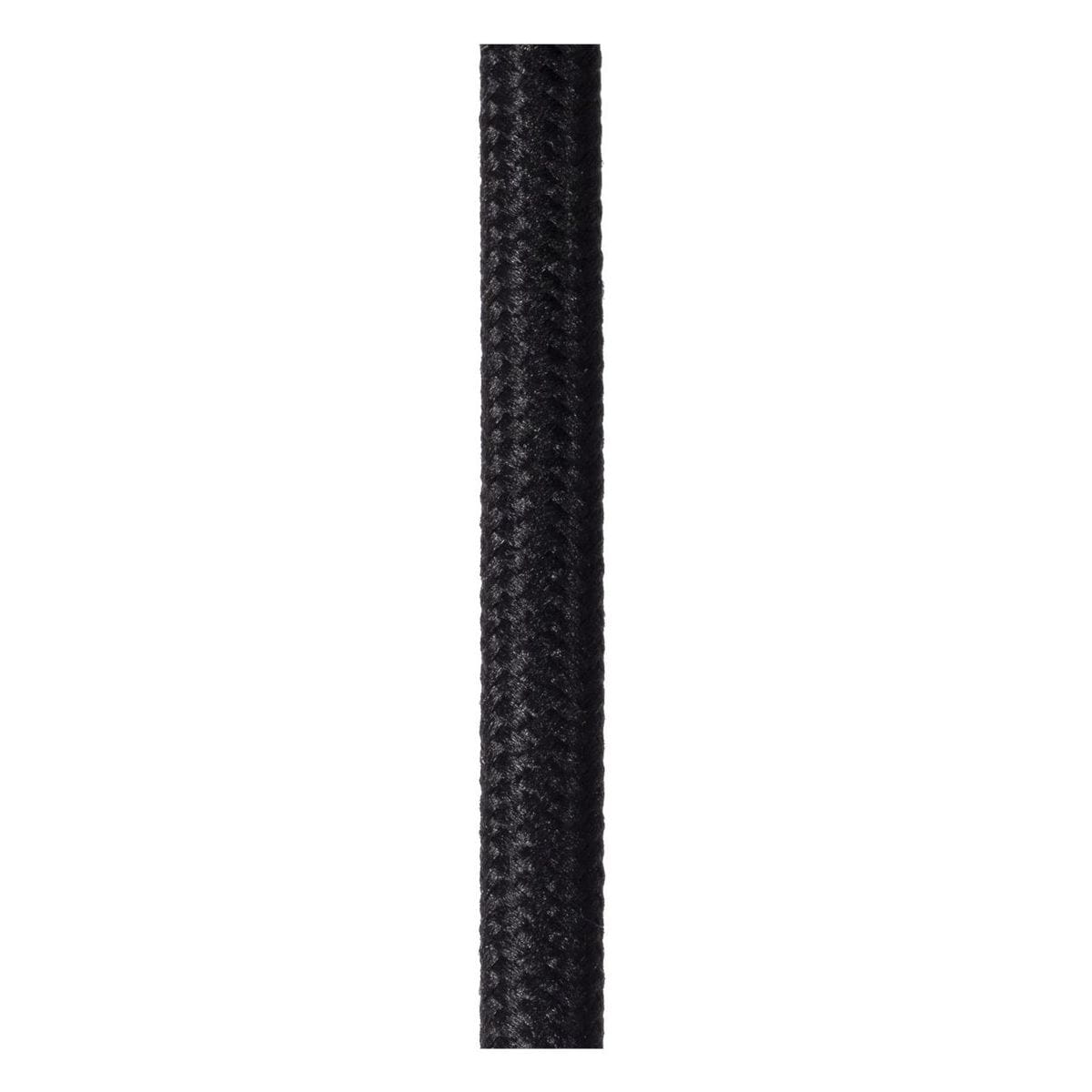 Czarna, pleciona linka do lampy wiszącej Woolly, służąca do zawieszenia jednopunktowego źródła światła. Linka ma gładką teksturę i jest umieszczona w pionie, co podkreśla minimalistyczny styl.