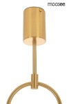 Lampa wisząca 2-punktowa w kolorze złotym, z cylindrycznym kloszem i prostym uchwytem. Ujęcie z dołu, ukazujące elementy montażowe i gładką powierzchnię metalu. Brak widocznych napisów lub logo.