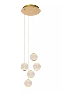 Cintra LED lampa wisząca 5-punktowa złota/transparentna 13499/22/60