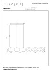 Lampa wisząca Medine 3-punktowa, w kolorze czarnym i białym. Składa się z trzech okrągłych kloszy na długich zwisach. Klosze mają średnicę 250 mm i wysokość 210 mm. Ujęcie frontalne, pokazujące układ i wymiary lampy.