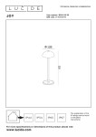 Pomarańczowa lampa stołowa Joy LED, o średnicy 120 mm i wysokości 320 mm, z okrągłą podstawą i kloszem w kształcie półkuli. Przeznaczona do użytku zewnętrznego, stylowa i funkcjonalna.