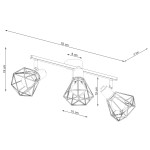 Lampa sufitowa Artemis 3-punktowa w białym kolorze z geometrycznymi kloszami. Wymiary: długość 52 cm, szerokość 8 cm, wysokość 19 cm. Klosze mają kształt diamentu, montowane na prostokątnej listwie. Idealna do nowoczesnych wnętrz.
