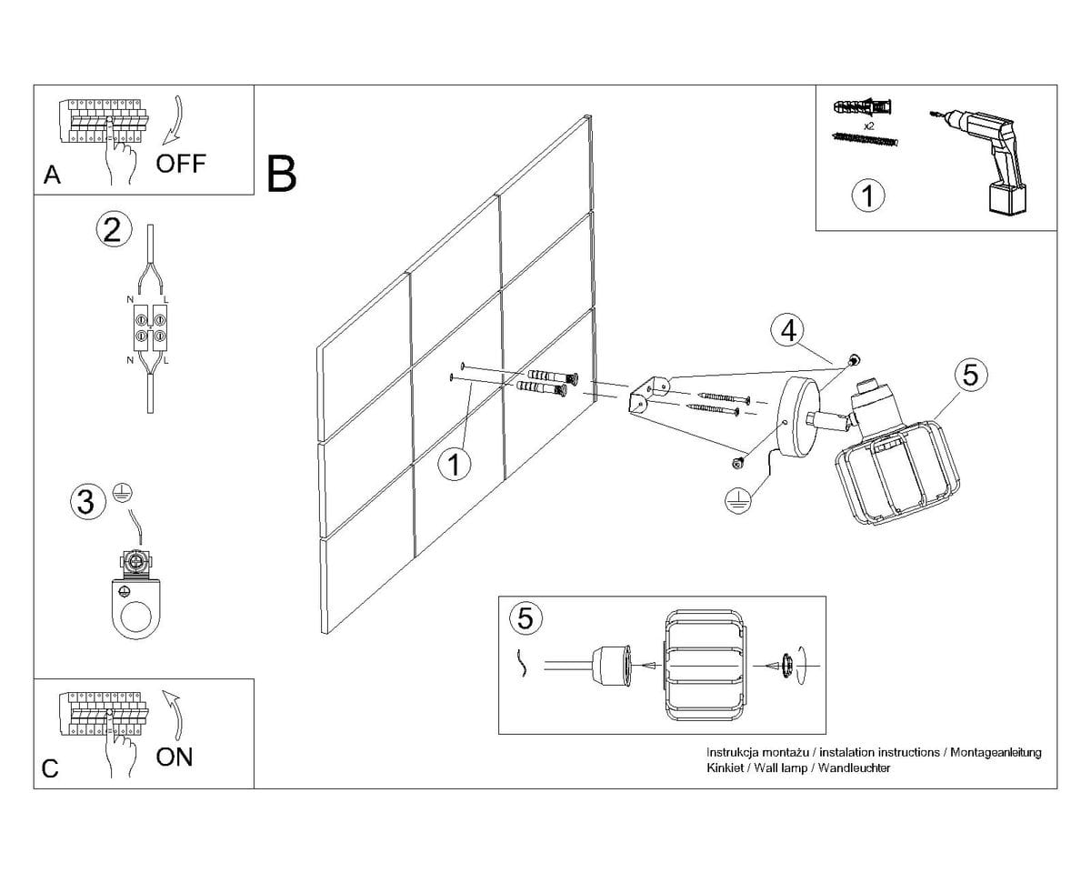 Kinkiet Beluci 1-punktowy w kolorze białym, o prostokątnym kloszu, zamontowany na ścianie. Widoczny uchwyt montażowy oraz wyjście na kabel elektryczny. Produkt w pozycji stojącej, na jasnym tle.