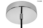 Lampa wisząca Disco LED 1-punktowa w kolorze chromu, widok z dołu. Okrągła podstawa z lśniącego metalu, z czarnym kablem mocującym. Elementy metalowe i gładka powierzchnia. Idealna do nowoczesnych wnętrz.