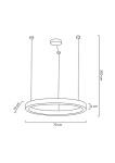 Lampa wisząca Ring Luxury 70 LED o średnicy 70 cm i wysokości 6 cm, zawieszona na dwóch linkach. Prosta konstrukcja w formie okręgu, z minimalistycznym designem, idealna do nowoczesnych wnętrz. Wysokość zawieszenia 300 cm.