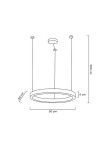 Lampa wisząca Ring Luxury 50 LED, 1-punktowa, o średnicy 50 cm i wysokości 6 cm. Posiada regulowane zawieszenie, przystosowana do zawieszenia na wysokości do 300 cm. Kolor biały, minimalistyczny design, idealna do nowoczesnych wnętrz.