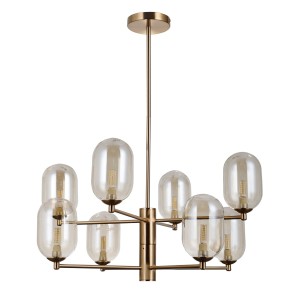 Perano lampa wisząca 8-punktowa mosiądz/bursztynowy PND-4215-8-HBR