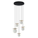 Merseta lampa wisząca 5-punktowa czarna/brąz antyczny PND-463325A-BRO+W