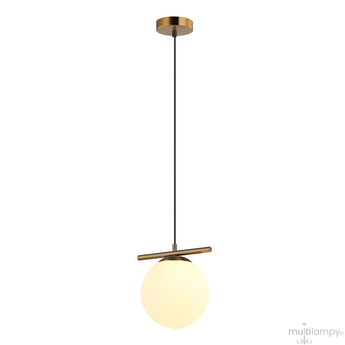 Lampa wisząca Merseta D20 w brązie antycznym z okrągłym, białym kloszem. Produkt zwisający na cienkim, czarnym przewodzie, z metalowym uchwytem. Prosty, elegancki design, idealna do nowoczesnych wnętrz.